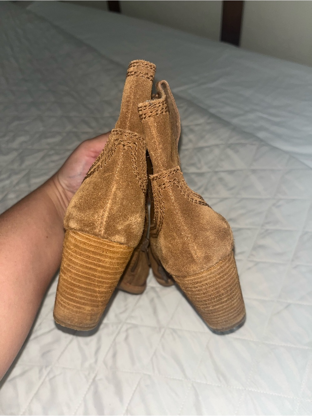 Jeffrey Campbell Brown Suede Western Block Heel Ankle Boots size 8.5 Women’s - Picture 7 of 8